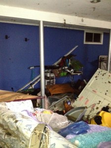 Furniture, guitars, and the remains of my old home office. 