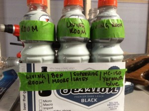 Label them carefully, and stow them in a reused six pack carton so they are easy to stow and tote.  